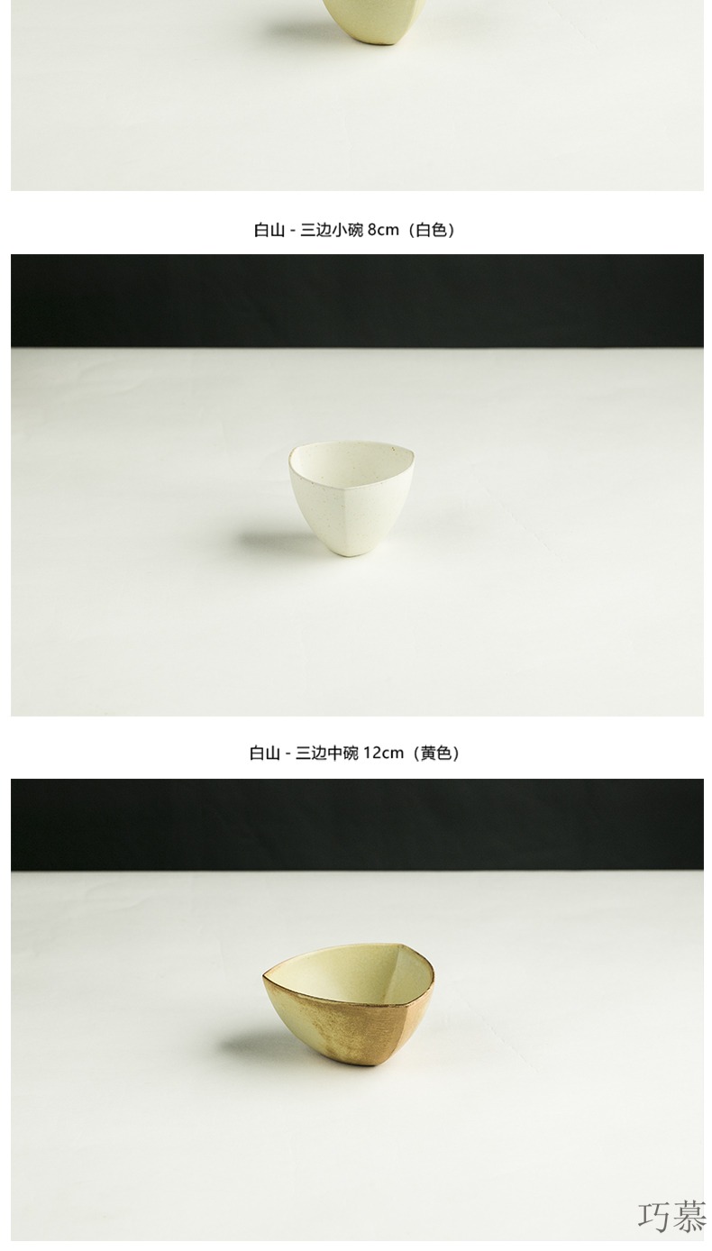 For creative ceramic baishan trilateral small bowl of rice, a bowl of fruit cold dish irregular small bowl of soup bowl dinner plate