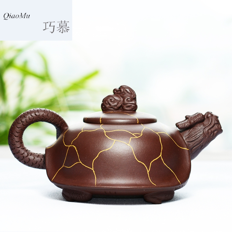 Qiao mu QD [] yixing are it by the manual kung fu tea set gift ice pure ore purple clay terrapin dragon longevity