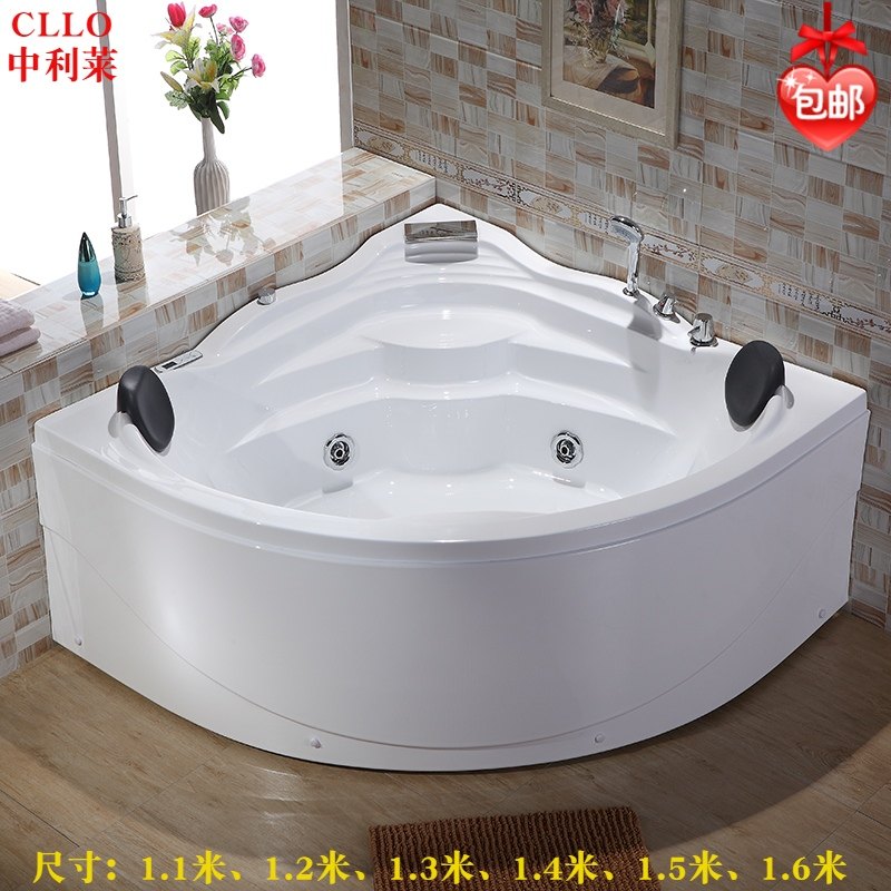 Double Bathtub Acrylic Couple Independent Type Triangular Sector Massage Surf Thermostatic Bath 1 1 m -1 5M