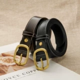 Ремень для отдыха, универсальная пряжка, джинсы, крокодил, из натуральной кожи, простой и элегантный дизайн, в корейском стиле