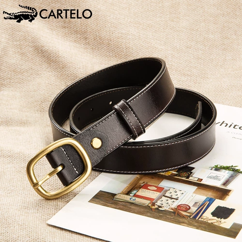 Ремень для отдыха, универсальная пряжка, джинсы, крокодил, из натуральной кожи, простой и элегантный дизайн, в корейском стиле