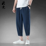 Мужские тонкие шелковые спортивные штаны, из хлопка и льна