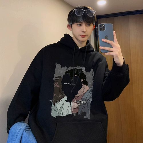 Осенняя толстовка с капюшоном, куртка для влюбленных, оверсайз