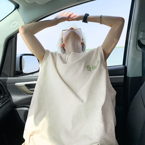 Ретро летний жилет, футболка без рукавов, в американском стиле, с вышивкой