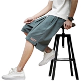 Тонкие шорты, трендовые пляжные штаны, городской стиль, из хлопка и льна, свободный прямой крой