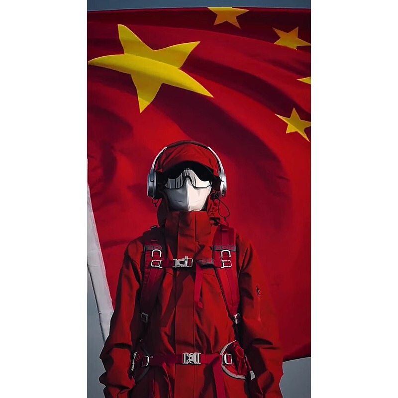 Chinese Red Suzaku Hard Shell Jacket Men's Spring and Autumn American Style Functional Waterproof Jacket Outdoor Hiking and Mountaineering Clothing