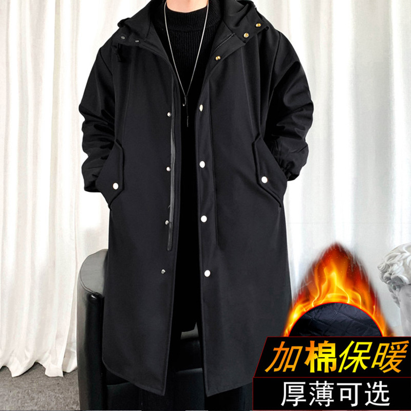 Men's Winter Thickened Parka Cotton Coat, Trendy Mid-Length Cotton Jacket for Men, Winter Cotton Clothing