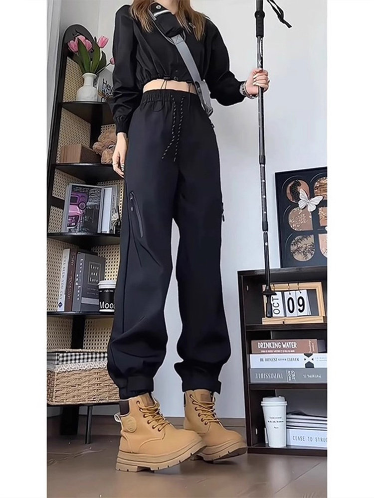 Black Fleece-Lined Jogger Pants for Men and Women, Thickened for Autumn and Winter, Cold-Resistant, Suitable for Skiing in Northeast, Hiking, and Mountaineering