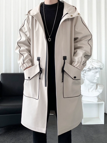 Мужской длинный осенний плащ для отдыха, куртка, средней длины, длина макси, в корейском стиле