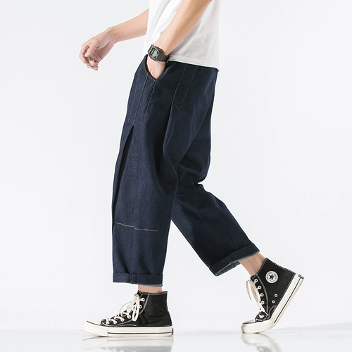 Летние тонкие джинсы, шелковые штаны, свободный прямой крой, большой размер