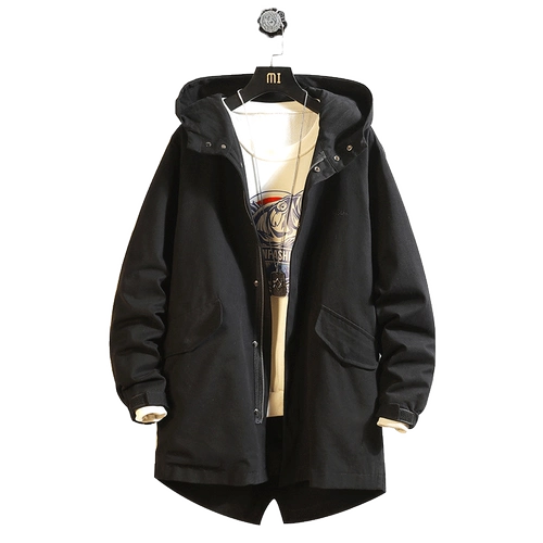 Демисезонный плащ, ретро куртка с капюшоном, изысканный стиль, оверсайз