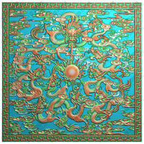 Square I-shaped frame Kowloon opera beads Yunlong square screen hanging plaque hanging screen small door door panel finely carved image grayscale image