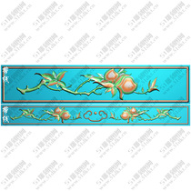 Horizontal long peach longevity peach peach tree long and short horizontal plate drawer enclosure plate warehouse plate belly plate finely carved picture grayscale picture peach