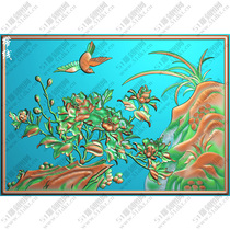 Horizontal orchid peony flower and bird panel backrest small back panel finely carved image jdp grayscale image bmp peony