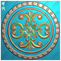 Round European style round flower applique finely carved image grayscale image