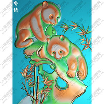 Vertical panda small door bookcase door panel backrest back panel exquisitely carved picture jdp grayscale picture bmp panda