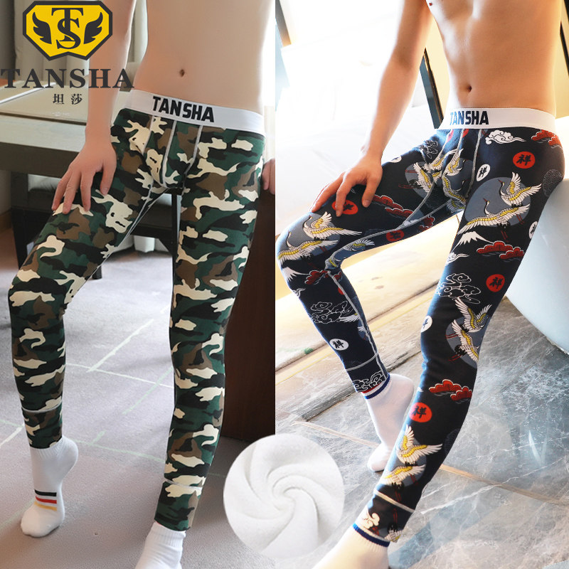 Men's Warm Pants Sanitary Pants Men Plus Suede Thickened Pure Cotton Winter Tight Suede Pants Inside Hitch Pants Tampon Pants Damp and chill