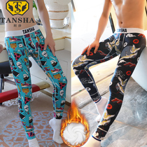 Mens autumn pants cotton slim a sexy trend tight youth bottoming pants plus plus plush thick cold insulation pants
