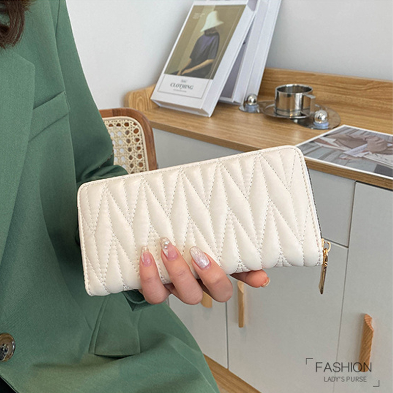 財布レディースロングニッチデザイン2025新しい携帯電話バッグ無地レディース大容量手持ち便利な小銭入れ