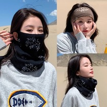 Warm face mask one-piece neck scarf for women autumn and winter Korean style neck gaiter cycling cold protection ear-hanging scarf