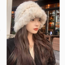 Rabbit fur hat womens winter face-showing small fur hat to keep warm and ear-protecting fur big head circumference fishermans Baotou Internet celebrity hat
