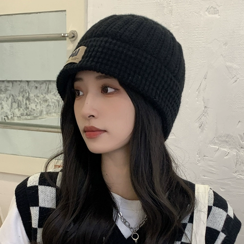 Трикотажная демисезонная ветрозащитная удерживающая тепло шерстяная шапка, в корейском стиле, увеличенная толщина