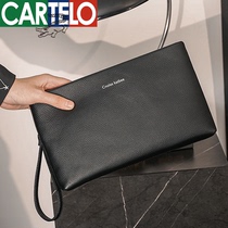 New first-layer cowhide clutch bag fashionable mens business genuine leather wallet large-capacity clutch bag mens portable small bag
