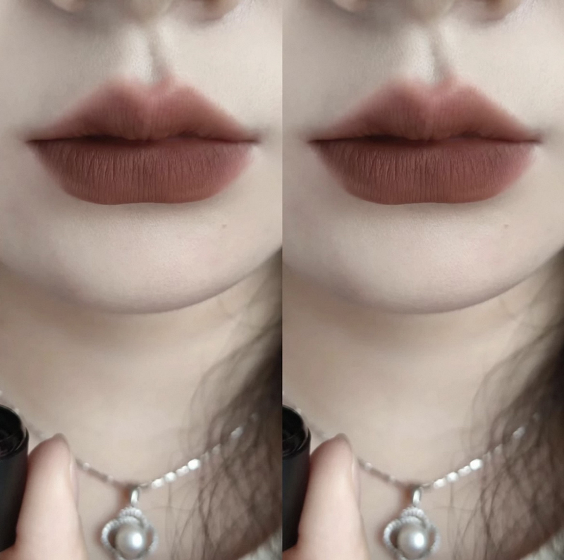 Rich Cocoa Color! Mukeoshi Lip Mud V05 European and American Style Earthy Brown Lipstick, Chestnut Color, Maillard Lipstick