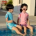 Li Ning trẻ em áo tắm một mảnh bé gái đồ bơi bé trai dễ thương đi biển lướt phù hợp với học sinh quần áo chống nắng - Bộ đồ bơi của Kid