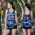 Li Ning mới một mảnh áo tắm nữ bảo thủ phẳng góc mỏng che bụng gợi cảm kích thước lớn ngực nhỏ thu thập váy áo tắm - Bộ đồ bơi One Piece