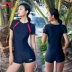 Li Ning Ping Kuan Xiêm Áo tắm Nữ Bảo thủ Slim Thin Bao phủ Kích thước lớn Đồ bơi thể thao chuyên nghiệp Đồ bơi kỳ nghỉ đồ bơi liền thân tay dài Bộ đồ bơi One Piece