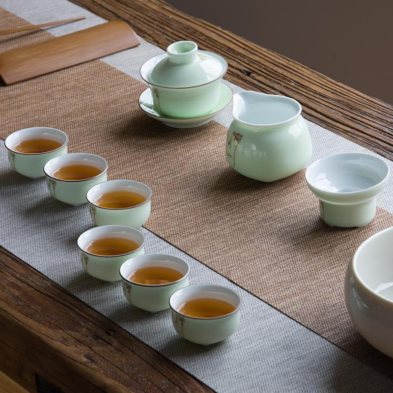 Tea rice square Zen celadon tea gift box Home Office kung fu tea set set ceramic cover Bowl filter