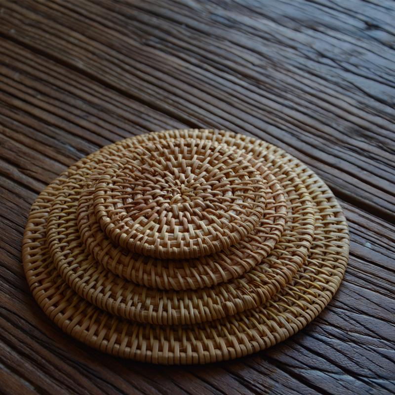 Tea rice square Vietnam old rattan coasters Heat insulation mat Anti-scalding pot mat Cup holder iron pot Purple sand pot dry foam mat
