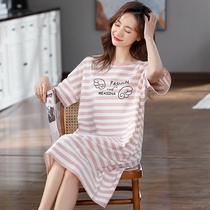 Sleeping dress Women Summer thin Pure Cotton Pyjamas Short Sleeves in Long Cute Sweet Princess Wind Summer Big Yard home clothes