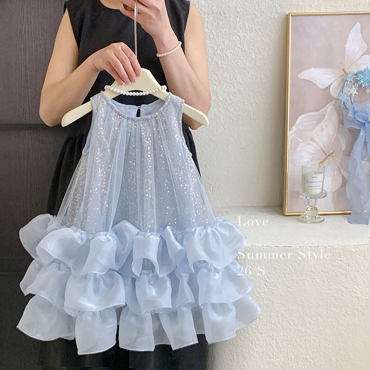 Girls' Korean-Style Ins Princess Dress Summer 2026 New Model, Children's Light Luxury Dress, Mesh Sequin Dress Girls' Korean-Style Ins Princess Dress Summer 2026 New Model, Children's Light Luxury Dress, Mesh Sequin Dress