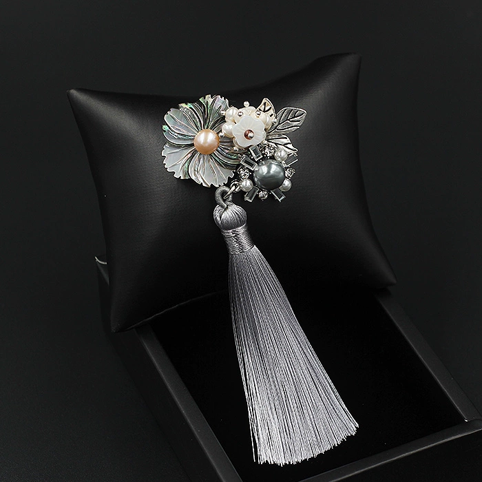 Màu đen tự nhiên Vỏ sò Trâm Corsage Vintage Trung Quốc Sườn xám Cổ điển Pin Fringe Mặt dây Pin Pin Phụ kiện - Trâm cài hoa cài áo đẹp