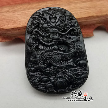 Natural zodiac pendant necklace for men and women, dark green jade