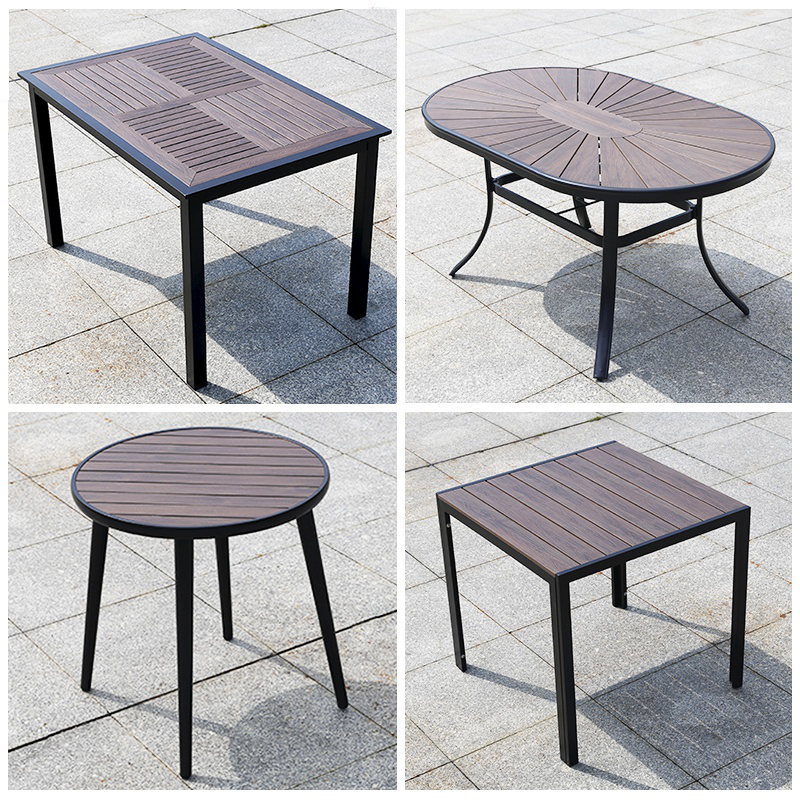 Outdoor Plastic Wood Leaning Back Chair Balcony Open-air Patio Table And Chairs Casual Single Small Chair Outdoor Waterproof Sunscreen