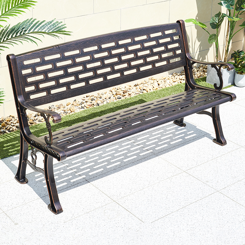 Outdoor park chair long chair courtyard wrought iron minimalist backrest balcony cast aluminum leisure bench outdoor long seat