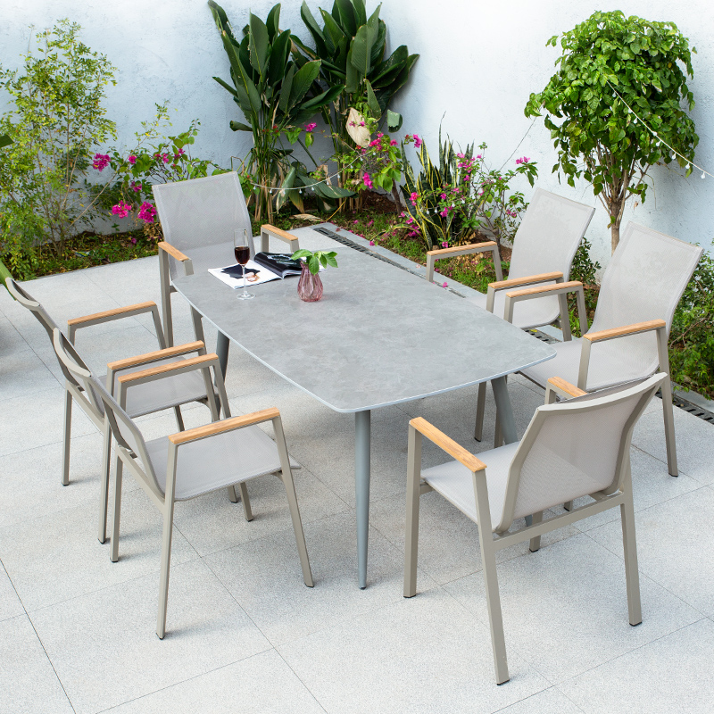 Nordic outdoor table and chair waterproof panel garden outdoor garden outdoor garden aluminum alloy combination