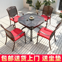 Outdoor table and chairs Cast aluminium Garden Courtyard Villa Balcony Aluminum Alloy Rain Protection Stainless Steel Iron Art Casual Table