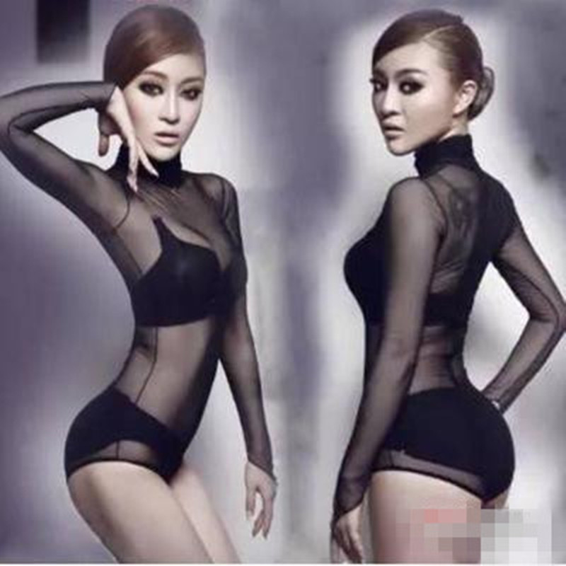 European and American Style Dance Costumes for Female Djs, Singers, and Bar Performers, Sexy See-Through Mesh Bodysuit with High-Cut Triangle European and American Style Dance Costumes for Female Djs, Singers, and Bar Performers, Sexy See-Through Mesh Bodysuit with High-Cut Triangle
