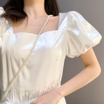 Fairy skirt chic gentle little man white dress Summer lace-up skirt Niche design sense French