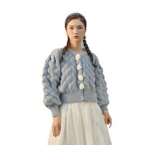 Han Milai sweater womens design niche heavy industry 2021 new lazy style versatile knitted jacket cardigan for women