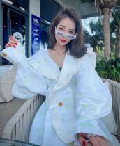 Han Milai 2022 Early Spring Coat Design Sensation Small Crowd Temperament Loose Thin cashew Waist Jacket Woman senior Sensation Fried Street