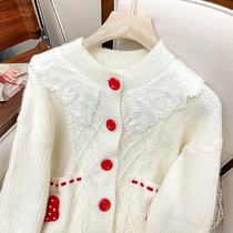 Han Miley First Love Sweater New 2022 Exploding Foreign Air Early Spring Soft Glutinous slacker Lazy Little Child Knit Cardigan White