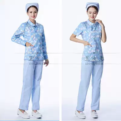 Nurse uniform two-piece suit Summer short-sleeved winter long-sleeved dental stomatologist floral nursing sister-in-law overalls