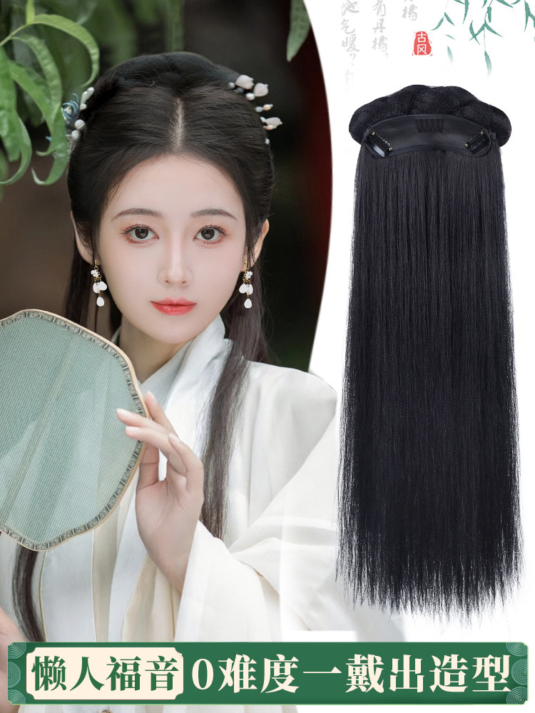 汉服假发怎么选?这款100元古风一体式发箍真的值得买吗?_发包_淘宝美妆网