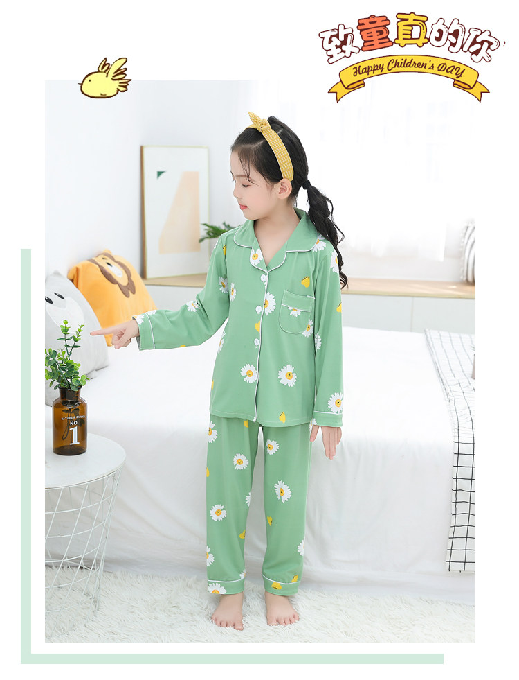 儿童睡衣春秋季薄款牛奶丝长袖卡通女孩小孩男童女童家居服套装详情54