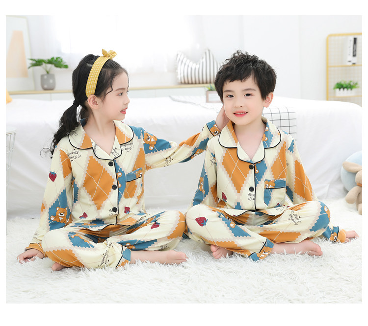 儿童睡衣春秋季薄款牛奶丝长袖卡通女孩小孩男童女童家居服套装详情16